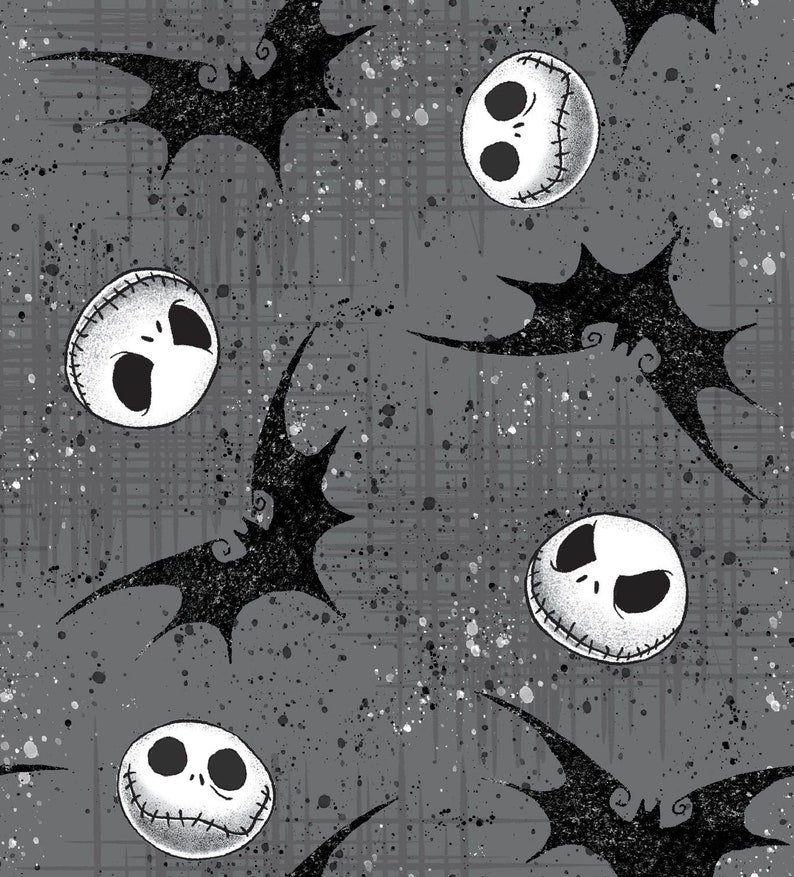 Disney's Nightmare Before Christmas Jack Skellington, Halloweentown, Pumpkin King, Sally, Zero 100% Cotton Fabrics by Springs Creative 72947 JACK WITH BATS