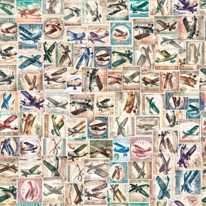 Flying High Vintage Airplanes, Propellers, Hot Air Balloons, & Clouds 100% Cotton Fabric! 2 Styles