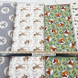 Disney Bambi Sweet Sentimental Deer, Thumper & Friends 100% Cotton Fabrics! 4 Styles