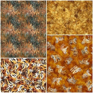 Eye of the Tiger Animal Prints 100% Cotton Fabrics by QT! 4 Styles
