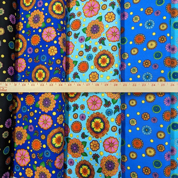 Carnivale Abstract Paisleys Dots Flowers Psychadelic 100% Cotton Fabric by QT Fabrics! 10 Styles!