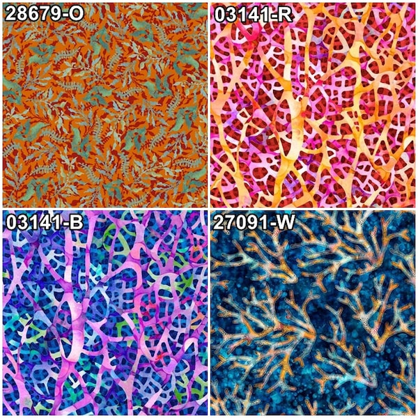 Sea Coral, Ocean, Deep Water,  Tropical 100% Cotton Fabric