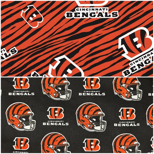 NFL Logo Cincinnati Bengals 100% Cotton Fabric by Fabric Traditions! 2 Styles