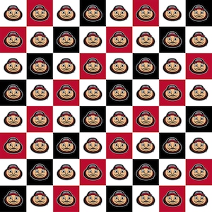 NCAA The Ohio State University Buckeyes Red & Black College Logo Cotton Fabric 16 Styles 1158 1" TILES