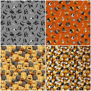 Halloween Ball, Frankenstein, Mummies, Vampires, Skeletons, Candy Corn 100% Cotton Fabric by Henry Glass! 4 Styles!