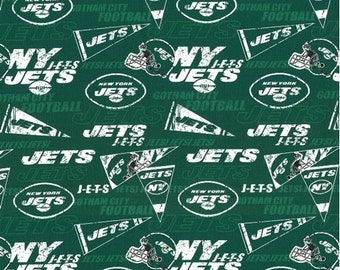 NFL Logo New York Jets #70294 Green 100% Cotton Fabric by Fabric Traditions!