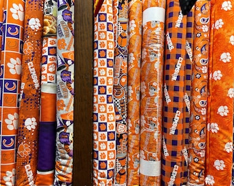 NCAA Clemson University Tigers Orange & Purple College Logo 100% Cotton Fabric by Sykel! 9 Styles