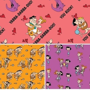 The Flintstones, Fred, Wilma, Barney, Betty 100% Cotton Fabrics by Camelot Fabrics! 3 Styles