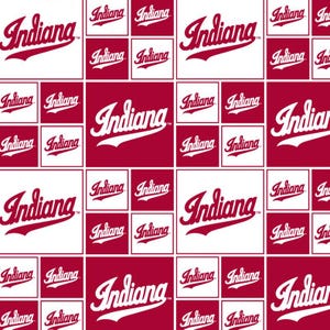 NCAA Indiana University Hoosiers Red College Logo 100% Cotton Fabric by Sykel! 3 Styles 020 RED + WHITE BOX
