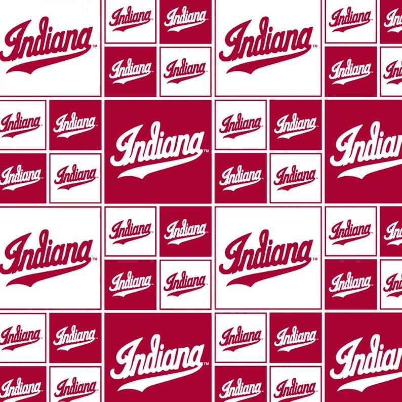 NCAA Indiana University Hoosiers Red College Logo 100% Cotton Fabric by Sykel! 3 Styles 020 RED + WHITE BOX