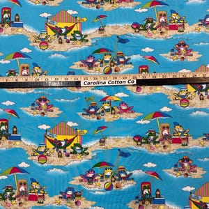 Tecido Summer Frog Beach 4863 Azul 100% Algodão 60" de Largura!
