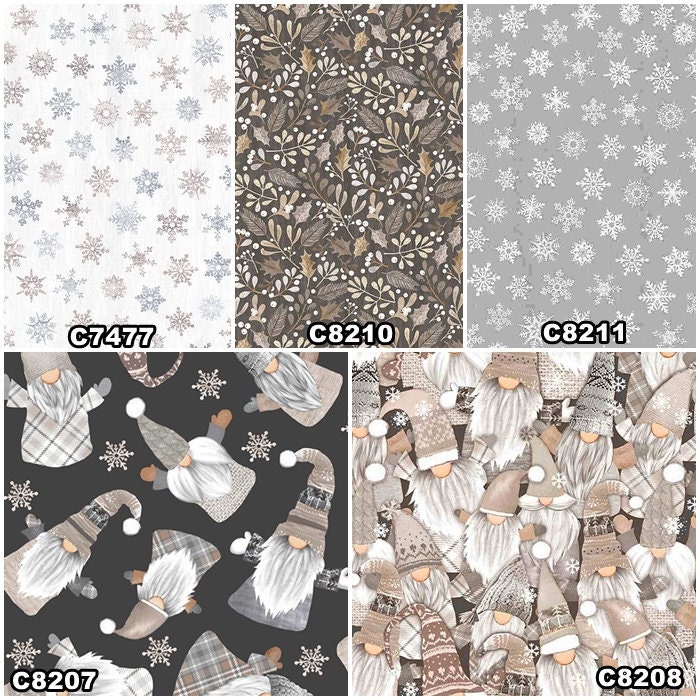Snow Gnomes 100% Cotton Fabric by Timeless Treasures! 5 Styles [Choos…