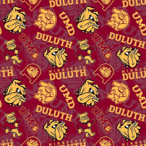 NCAA University of Minnesota Duluth Bulldogs UMD 1178 Maroon & Gold 100% Cotton Fabric by Sykel!