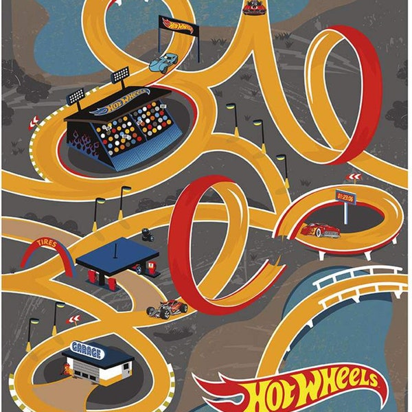 Hot Wheels Classic Race Track VP11485 36" Panel Yellow 100% Cotton Fabric by Riley Blake!