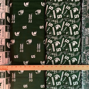 NCAA Michigan State Spartans Green & White College Logo 100% Cotton Fabrics for Quilting by Sykel 12 Styles image 6