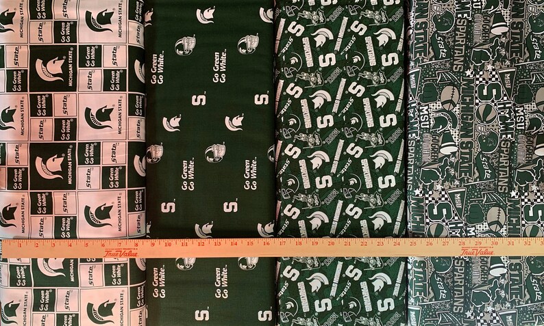 NCAA Michigan State Spartans Green & White College Logo 100% Cotton Fabrics for Quilting by Sykel 12 Styles image 6