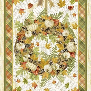 Always Give Thanks, Black Crows & Pumpkin Autumn Harvest 100% Cotton Fabric 24&quot; Panels! 2 Styles