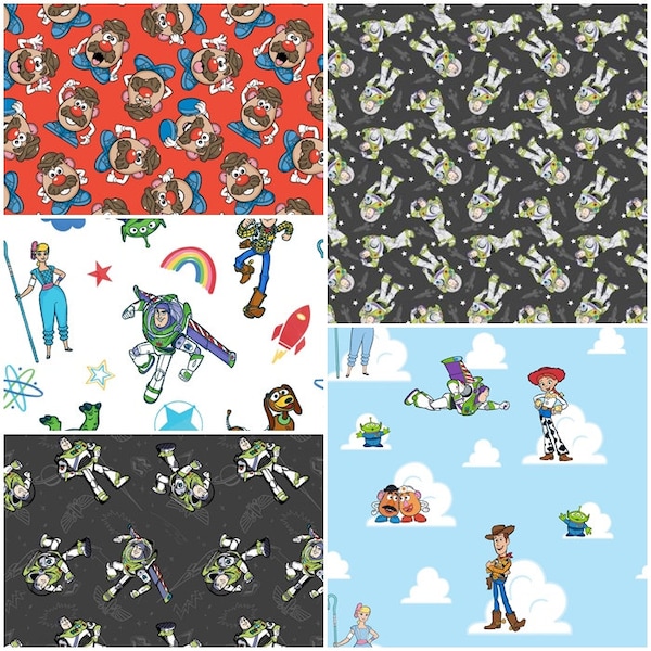 Disney's Toy Story Buzz, Woody, Jessie, Rex, Bullseye 100% Cotton Fabric by Camelot! 5 Styles