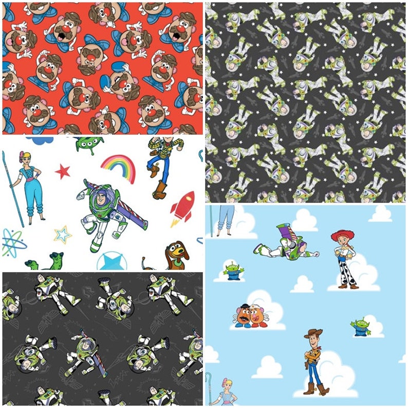 Disney's Toy Story Buzz, Woody, Jessie, Rex, Bullseye 100% Cotton Fabric by Camelot 5 Styles image 1