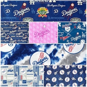 MLB Logo Los Angeles Dodgers Blue & White 100% Cotton Fabric by Fabric Traditions 7 Styles image 1