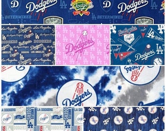 MLB Logo Los Angeles Dodgers Blue & White 100% Cotton Fabric by Fabric Traditions! 7 Styles