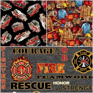 Flames Fire Firefighter Firefighting Fire Trucks Engines Lingo 100% Cotton Quilting Fabrics! 3 Styles