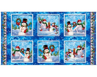Winter Whirlwind 28868-Y Snowman Patch 100% Cotton Fabric 24" Panel by QT!