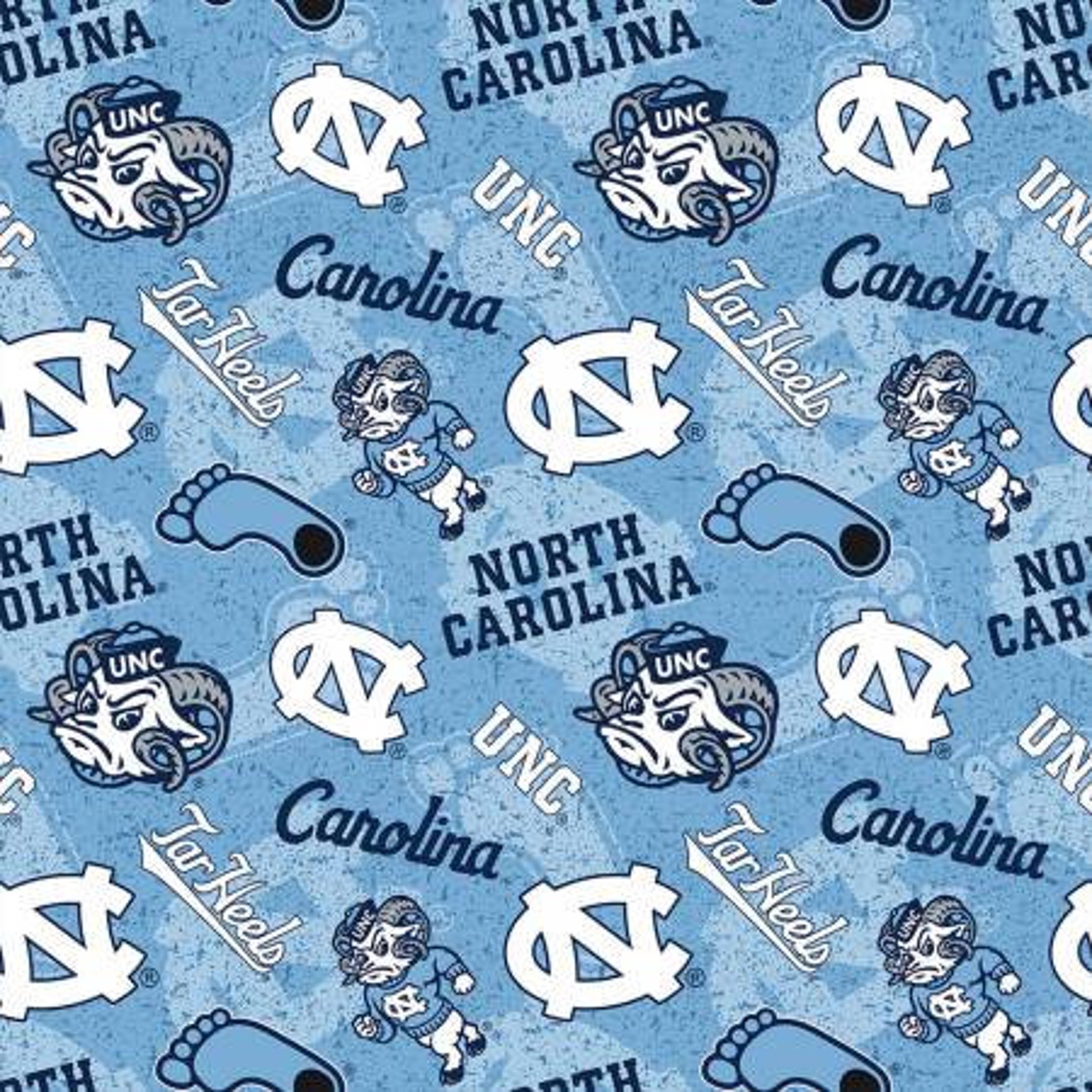 NCAA University of North Carolina UNC Tarheels Cotton Fabric Etsy