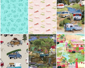 Campers, Camping, Vans, Travel, RV, & Trailers 100% Cotton Fabrics! 6 Styles