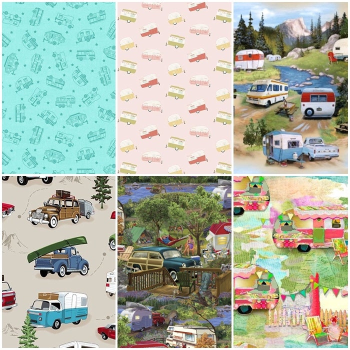 Campers Camping Vans Travel RV Trailers 100 Cotton Fabrics