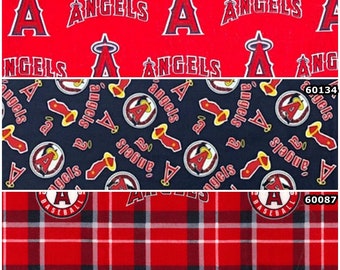 MLB Logo Los Angeles Angels of Anaheim Red & Navy 100% Cotton Fabric by Fabric Traditions! 3 Styles