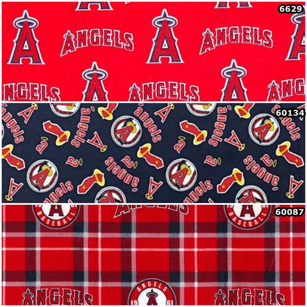 MLB Logo Los Angeles Angels of Anaheim Red & Navy 100% Cotton Fabric by Fabric Traditions! 3 Styles