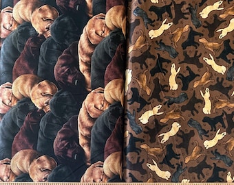 Love of Labrador Dogs and Puppies 100% Cotton Fabrics by QT! 2 Styles