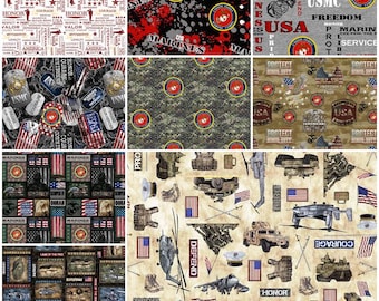 The United States Marine Corps Military Branch 100% Cotton Fabrics! Semper Fidelis, The Few, The Proud, Always Faithful 9 Styles