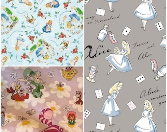 Alice in Wonderland Disney 100% Cotton Fabrics! 3 Styles