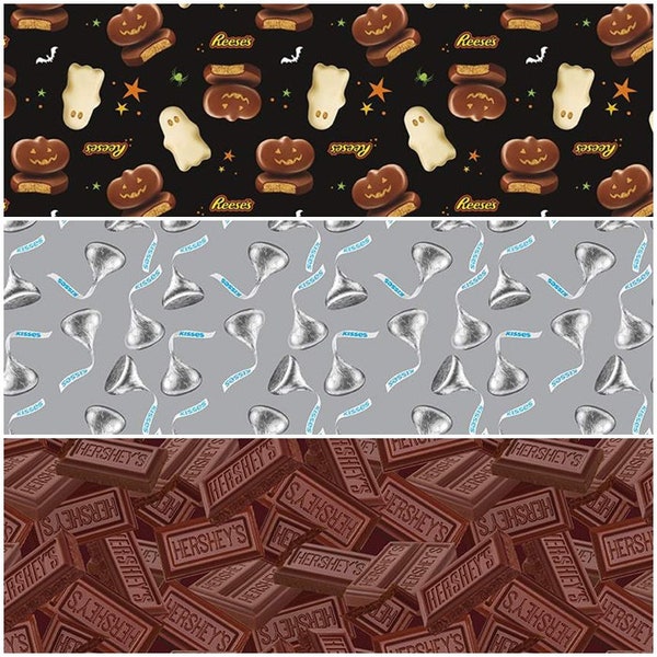 HERSHEY Milk Chocolate Bars, Reese's Peanut Butter Cups C11980 100% Cotton Fabric by Riley Blake! 3 Styles