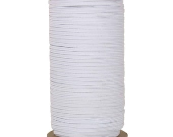 White Woven Flat Elastic 1/4" Size Great for Face Masks!