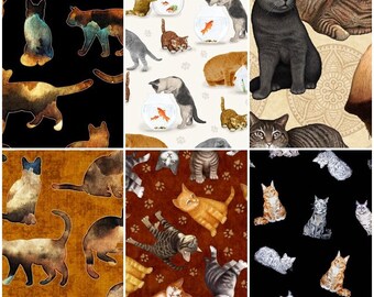 Meow! Felicity Kitty Cats 100% Cotton Fabric! 6 Styles