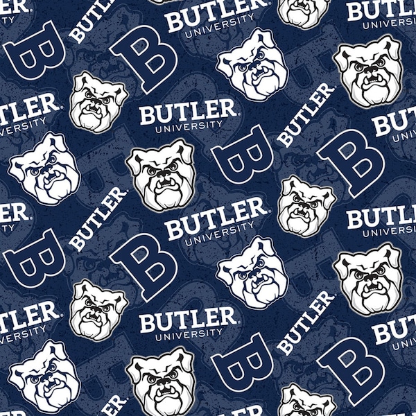 NCAA Butler University Bulldogs 1178 Navy College Logo 100% Cotton Fabric by Sykel!