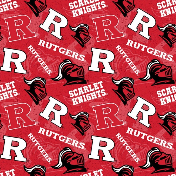 NCAA Rutgers University Scarlet Knights #1178 Red Tone on Tone College Logo 100% Cotton Fabric for Quilting by Sykel!