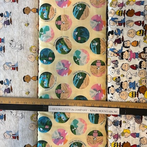 Peanuts and the Gang Snoopy Charlie Brown 100% Cotton Fabric for Quilting! 3 Styles