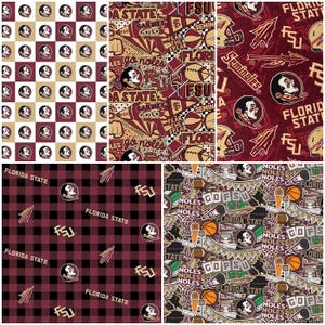 NCAA Florida State Seminoles Garnet & Gold College Logo 100% Cotton Fabric by Sykel! 5 Styles