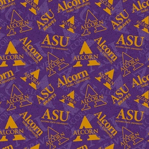 NCAA Alcorn State University Purple & Gold Bravehawks HBCU College Logo 100% Cotton Fabric by Sykel!