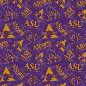 NCAA Alcorn State University Purple & Gold Bravehawks HBCU College Logo 100% Cotton Fabric by Sykel!