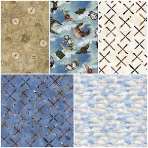 First in Flight Airplanes, Vintage planes, Aviation Gear, compass 100% Cotton Fabric! 5 Styles image 1