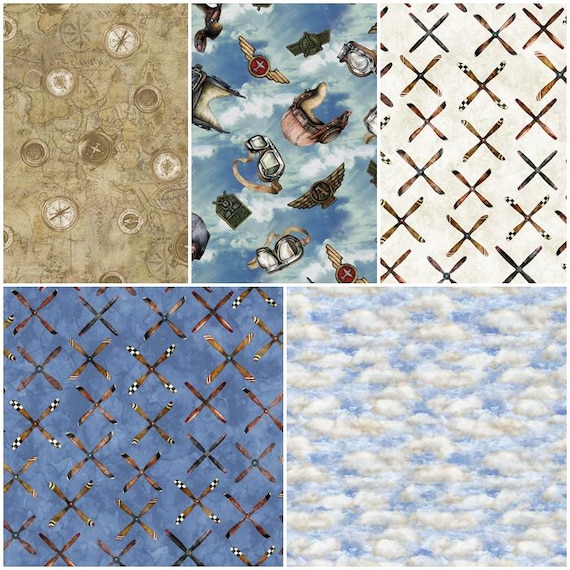 First in Flight Airplanes, Vintage planes, Aviation Gear, compass 100% Cotton Fabric! 5 Styles