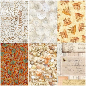 Beach Seashell, Shells, Sand, Shore, Sea 100% Cotton Fabrics! 6 Styles