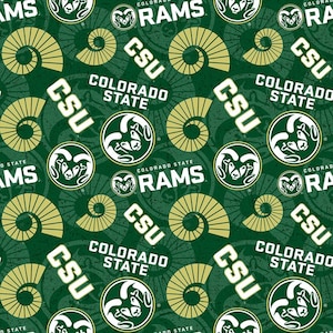 NCAA Colorado State Rams CSU-1178 Green College Logo 100% Cotton Fabric ...