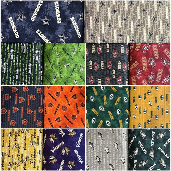 NFL Logo NFC Teams 100% Cotton 48" Wide CANVAS Fabrics Seahawks, Green Bay, Vikings, Eagles, 49ers, Cowboys! 14 Styles