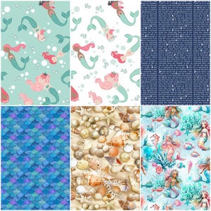 Ahoy Mermazing Mermaids Lingo 100% Cotton Fabrics! 6 Styles